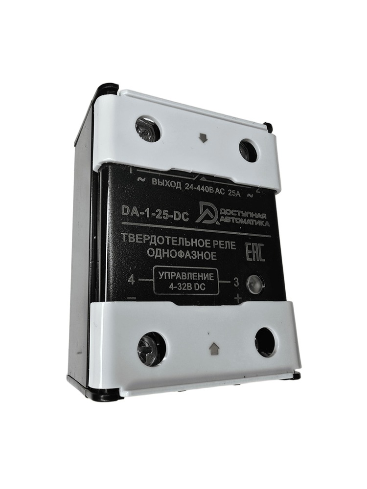 DA-1-25-DC Твердотельное реле 1 фаза 24-440В AC 25А, управление 4-32В DC