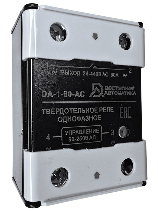 DA-1-60-AC Твердотельное реле 1 фаза 24-440В AC 60А, управление 90-250В AC