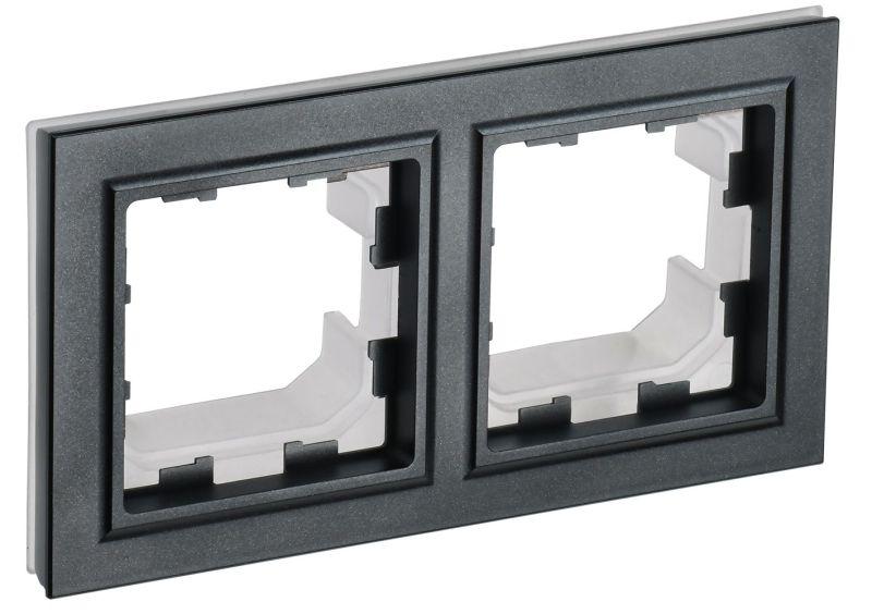 Рамка 2-м IP44 BRITE РУ-2-БрЧ-44 черн. IEK BR-M22-44-K02