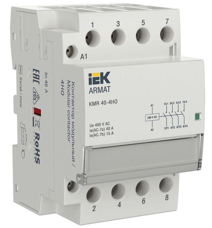 Контактор модульный KMR 40А 230В AC 4НО ARMAT IEK AR-KMR10-040-40-230