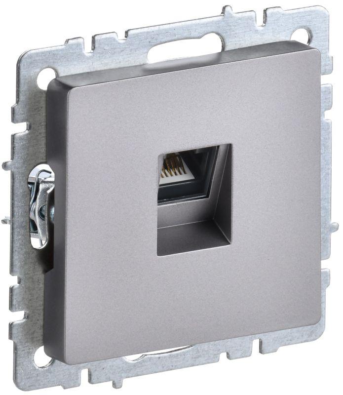 Розетка компьютерная СП RJ45 кат.6 BRITE РК11-БрС механизм сталь IEK BR-K10-2-K46