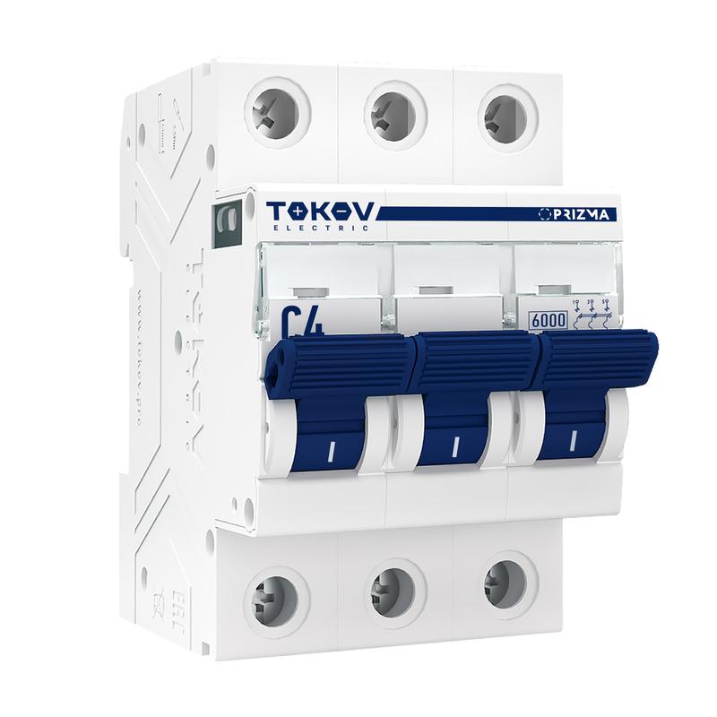 Выключатель автоматический модульный 3п C 4А 6кА PRIZMA TOKOV Electric TKE-PZ60-MCBI-3-4-C