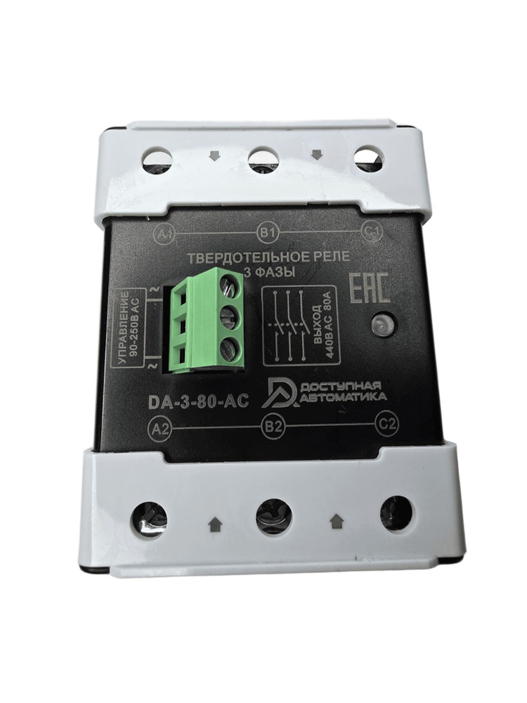 DA-3-80-AC Твердотельное реле 3 фазы 24-440В AC 80А, управление 90-250В AC