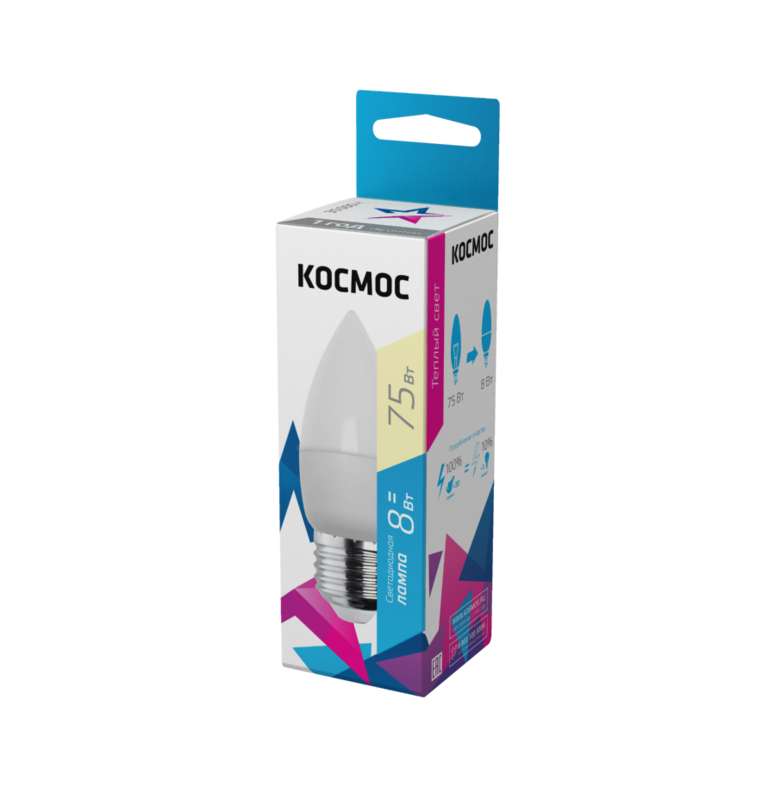 Лампа светодиодная CN 8Вт 220В E27 3000К Космос Lksm_LED8wCNE2730