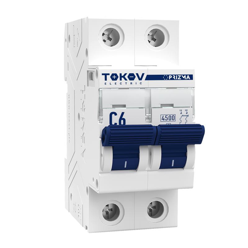 Выключатель автоматический модульный 2п C 6А 4.5кА PRIZMA TOKOV Electric TKE-PZ45-MCBI-2-6-C