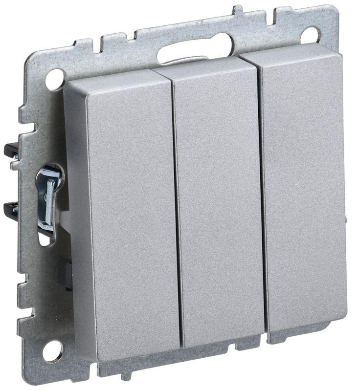 Выключатель 3-кл. СП BRITE ВС10-3-0-БрА 10А механизм алюм. IEK BR-V30-0-10-K47