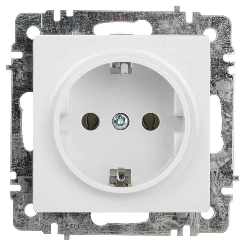 Розетка 1-м СП Accent 6-202-01 16А IP20 250В 2P+E Schuko AL/CU бел. Intro Б0063678