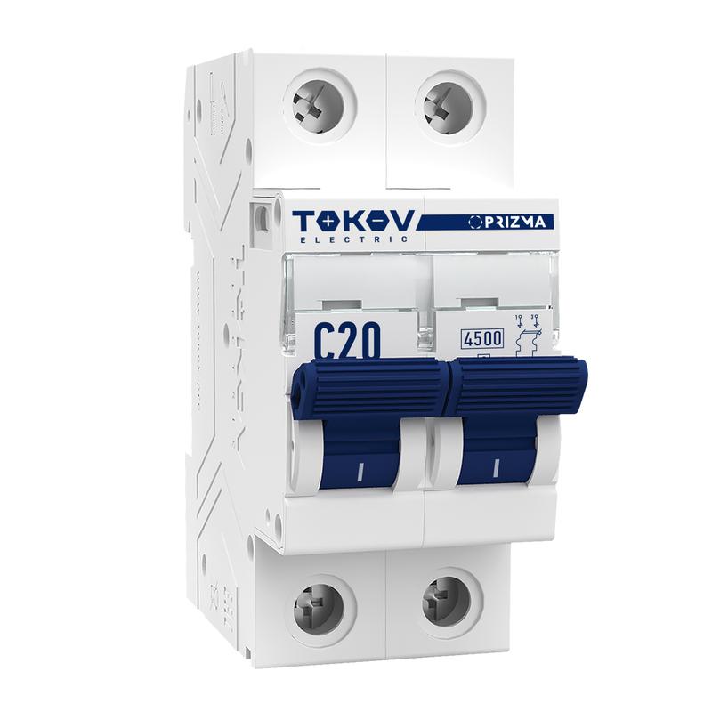 Выключатель автоматический модульный 2п C 20А 4.5кА PRIZMA TOKOV Electric TKE-PZ45-MCBI-2-20-C