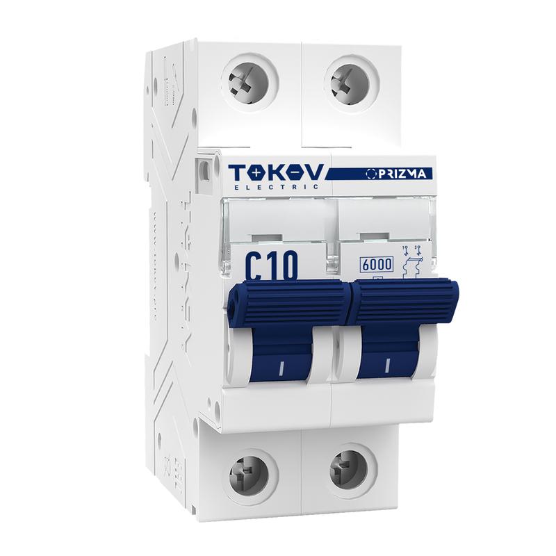 Выключатель автоматический модульный 2п C 10А 6кА PRIZMA TOKOV Electric TKE-PZ60-MCBI-2-10-C