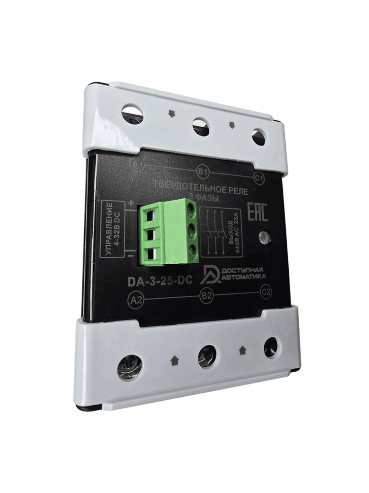DA-3-25-DC Твердотельное реле 3 фазы 24-440В AC 25А, управление 4-32В DC