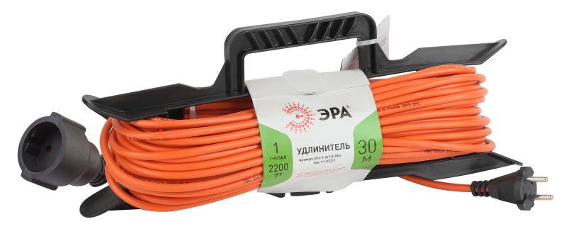 Удлинитель-шнур на рамке 1х30м без заземл. 10А IP20 UFx-1-2х1.0-30m ПВС 2х1 Эра Б0043041