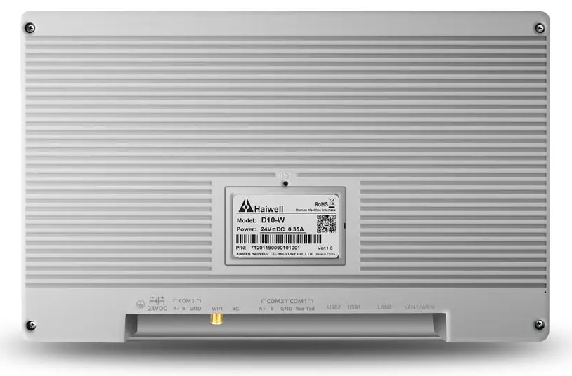 D10-W | Панель оператора HMI Haiwell 24В 10.1 дюймов HD 1280х800 | 1 RS232 2 RS485 | Wi-Fi | бесплатное Cloud Haiwell | Modbus RTU/TCP | MQTT
