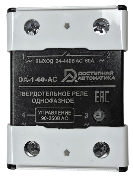 DA-1-60-AC Твердотельное реле 1 фаза 24-440В AC 60А, управление 90-250В AC