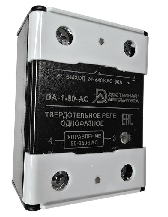 DA-1-80-AC Твердотельное реле 1 фаза 24-440В AC 80А, управление 90-250В AC